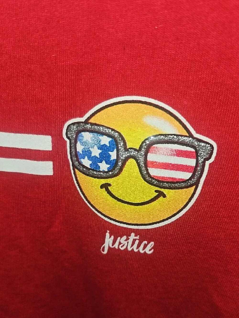 Justice Girls Red Short Sleeve Emoji Flag Graphic Tee Size 10